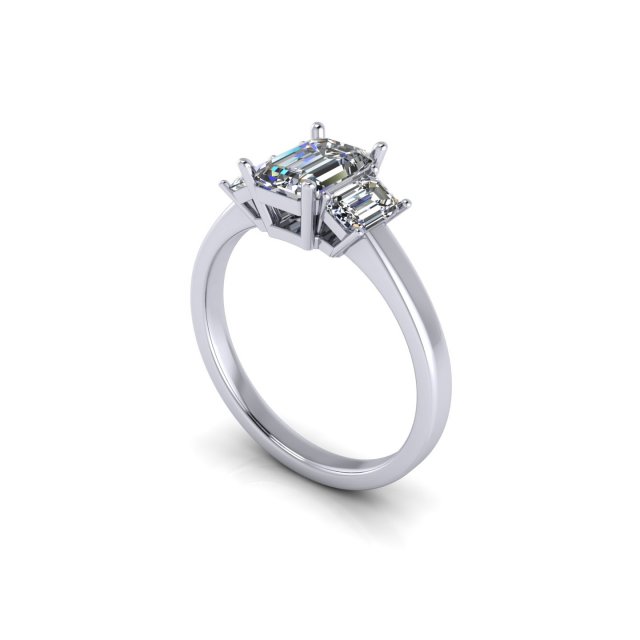 Three Stone Emerald Ring 3D-printmodel .c4d .max .obj .3ds .fbx .stl .blend 