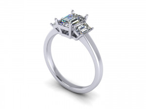 Three Stone Emerald Ring 3D 프린트 모델