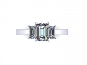 Three Stone Emerald Ring 3D-printmodel