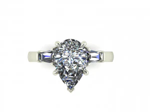Pear Diamond Ring P1 3D Print Model