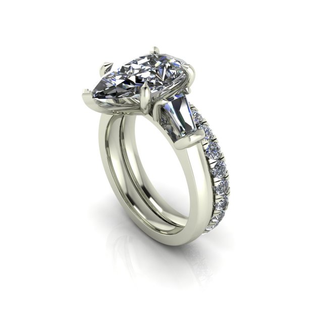 Three Stone Emerald Ring V2 3D 프린트 모델 .c4d .max .obj .3ds .fbx .stl .blend 