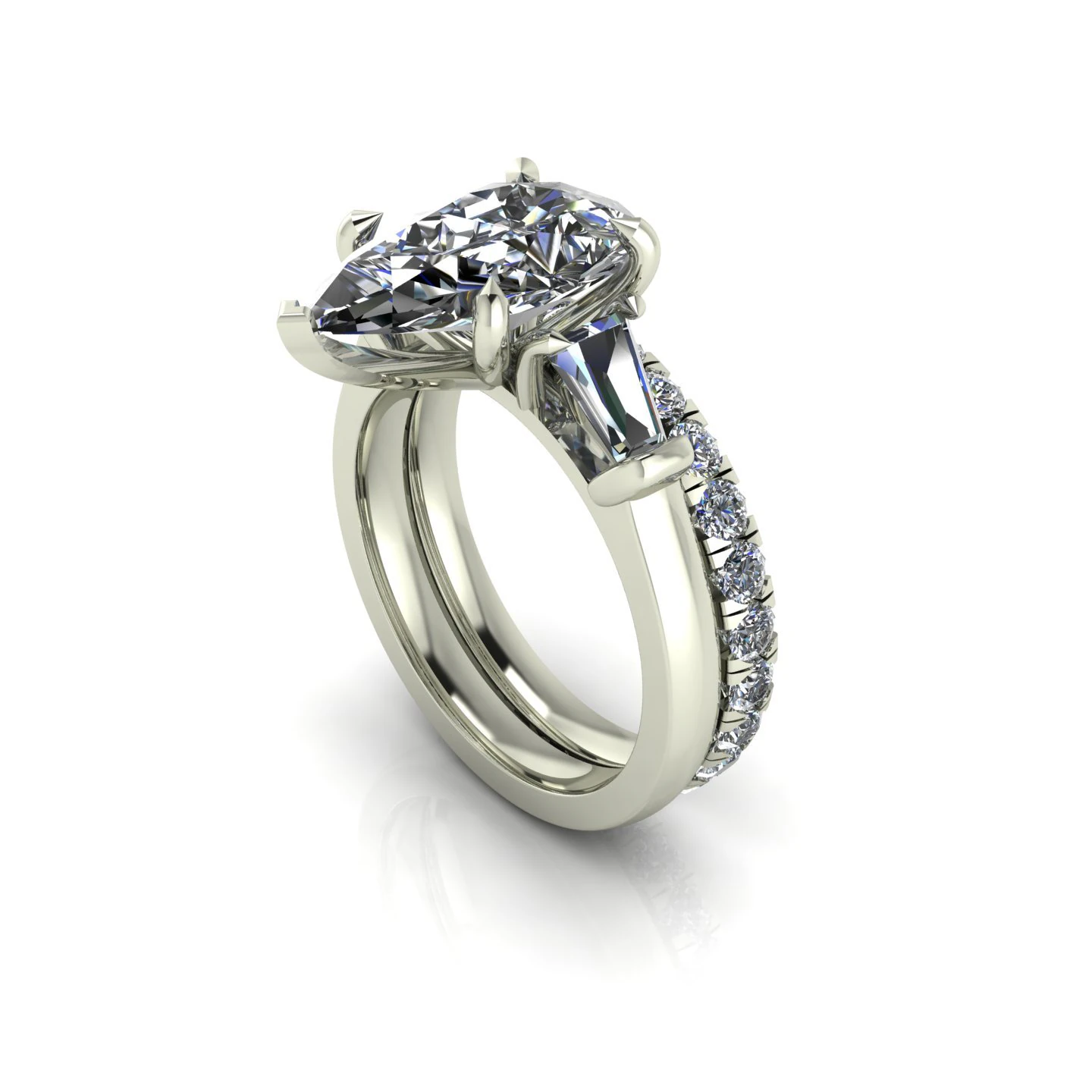 Three Stone Emerald Ring V2 3D Print Model .c4d .max .obj .3ds .fbx .stl .blend 