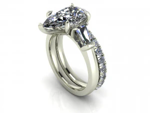 Anel Esmeralda de Tr&ecirc;s Pedras V2 Modelo de Impressão 3D