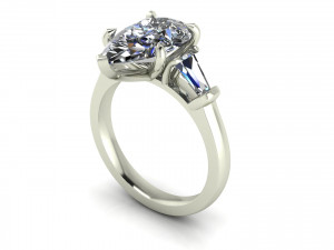 Three Stone Emerald Ring V2 3D 프린트 모델