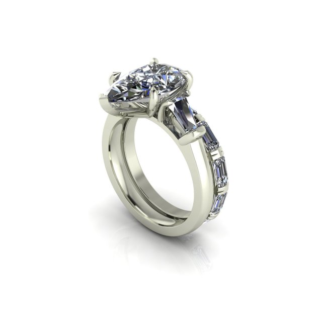Three Stone Emerald Ring V3 3D 프린트 모델 .c4d .max .obj .3ds .fbx .stl .blend 