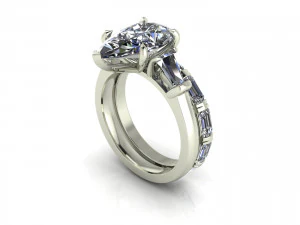 Anel Esmeralda de Tr&ecirc;s Pedras V3 Modelo de Impressão 3D