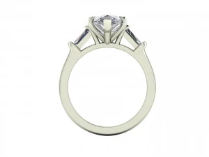 Three Stone Emerald Ring V3 3D Print Model