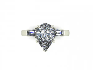 Three Stone Emerald Ring V3 3D Print Model