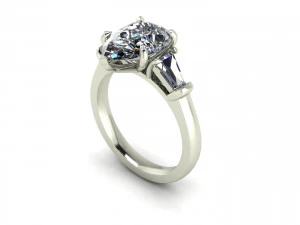 Three Stone Emerald Ring V3 3D Print Model