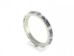 Three Stone Emerald Ring V3 3D Print Model