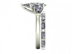 Three Stone Emerald Ring V3 3D Print Model