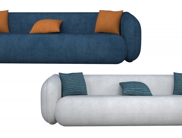 Round Edge Sofa 3D 모델 .c4d .max .obj .3ds .fbx .stl .blend 