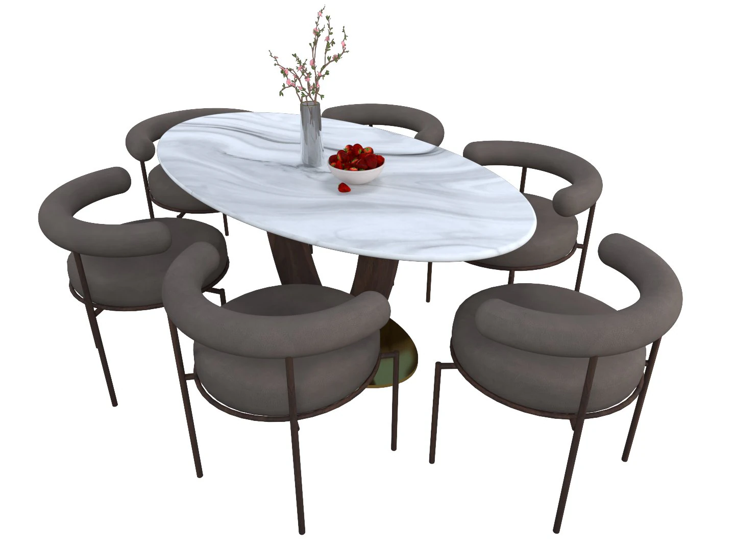 Oval Dining Table 3D Model .c4d .max .obj .3ds .fbx .stl .blend 