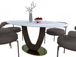 Oval Dining Table 3D Model