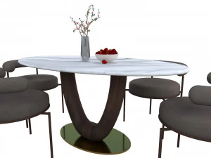 Oval Dining Table 3D Model