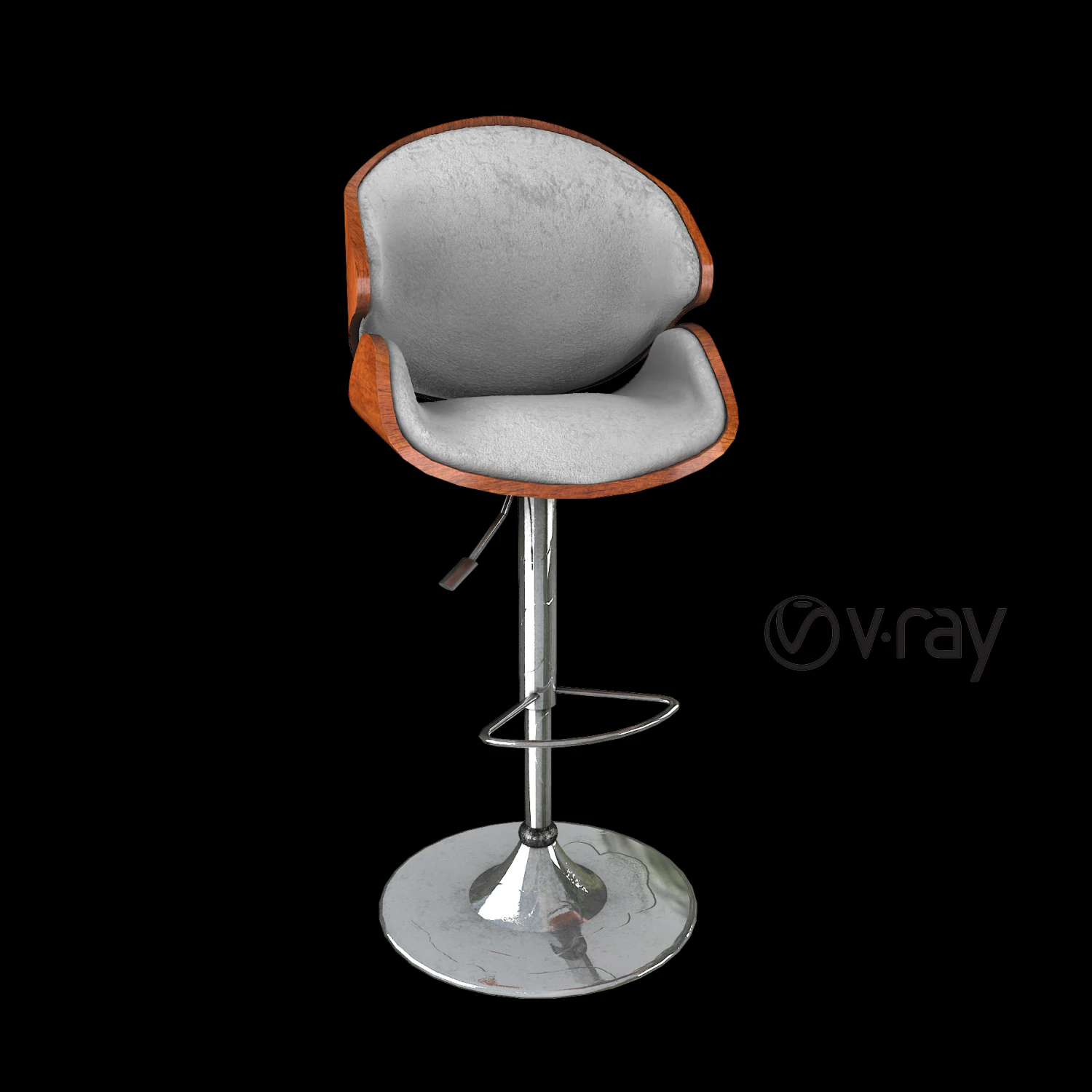 Modernchairwoodvelvet 3D Model .c4d .max .obj .3ds .fbx .stl .blend