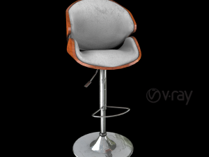 Modernchairwoodvelvet Model 3D