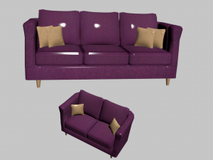 Tow and three seat couch 3D Model