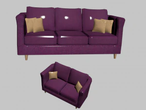 Reboque e sof&aacute; de tr&ecirc;s lugares Modelo 3D