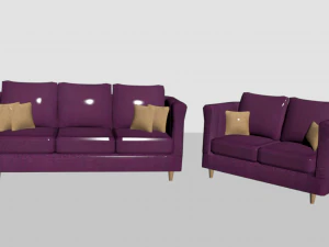 Tow and three seat couch 3D Model