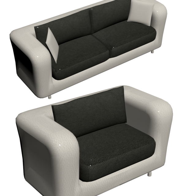 Black Leather And White Couch 3D Model .c4d .max .obj .3ds .fbx .stl .blend 