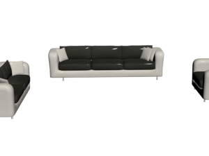Black Leather And White Couch 3D Model