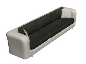 Black Leather And White Couch 3D Model