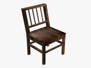 Old Wooden chair with table 3D Model