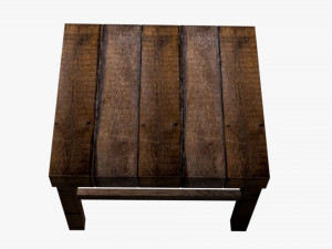 Old Wooden chair with table Model 3D
