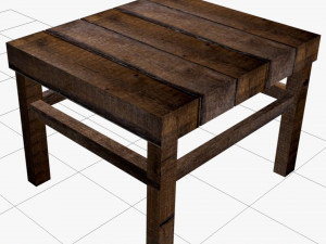 Old Wooden chair with table Model 3D
