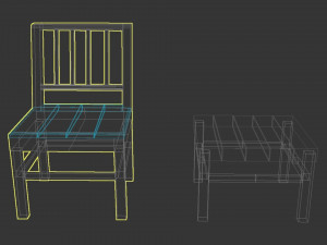 Old Wooden chair with table Model 3D