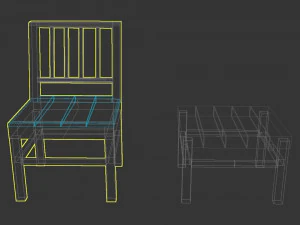 Old Wooden chair with table 3D Model