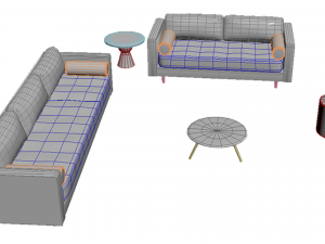 Couch with table Model 3D