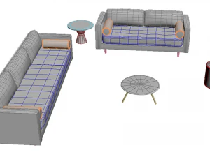 Couch with table 3D Model