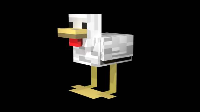 Minecraft chicken model has textures and materials made in blender 293 done without subdivision on Modello 3D .c4d .max .obj .3ds .fbx .stl .blend 