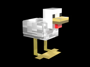 Minecraft chicken model has textures and materials made in blender 293 done without subdivision on 3D Model
