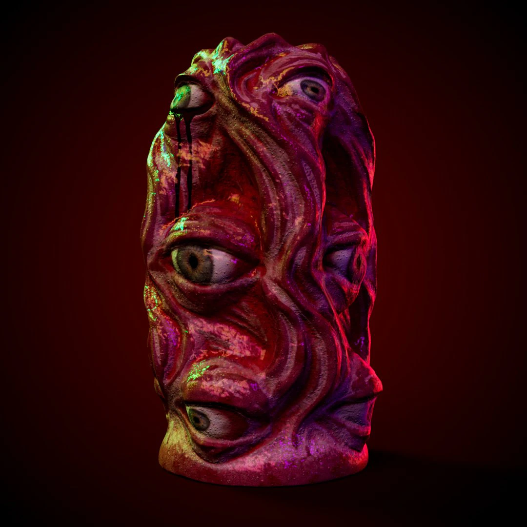 Creepy vase with eyes low-poly and high-poly 3D Model .c4d .max .obj .3ds .fbx .stl .blend