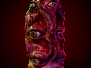 Creepy vase with eyes low-poly and high-poly 3D-Modell