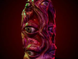 Жуткая ваза с глазами низкополигональная и высокополигональная 3D Модель