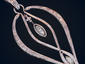 High-poly and low-poly old silver pendant Low-poly 3D Model