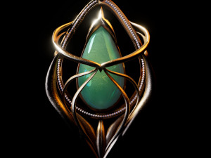 Medallion with large green stone 3D Print Model
