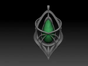 Medallion with large green stone 3D Print Model
