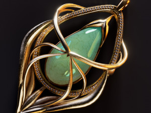 Medallion with large green stone 3D 打印模型