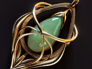 Medallion with large green stone 3D Print Model