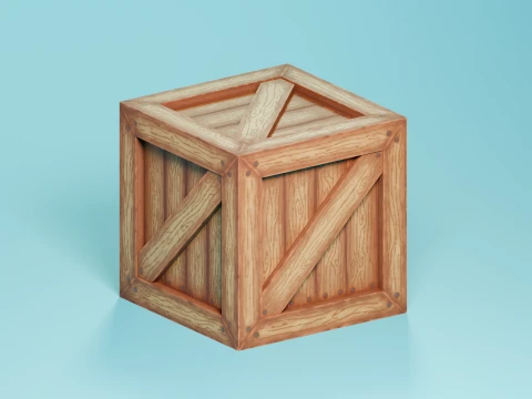 Stylized wooden crate 3D Model