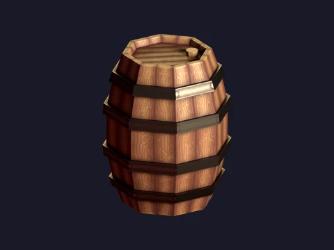 Barril de madera estilizado Modelo 3D