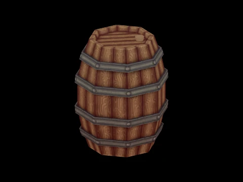 Stylized wooden barrel 3D Model