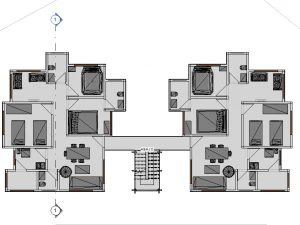 Departemen tiga piso dengan azotea Model 3D