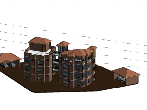 Departemen tiga piso dengan azotea Model 3D