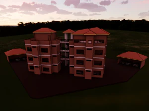 Departemen tiga piso dengan azotea Model 3D